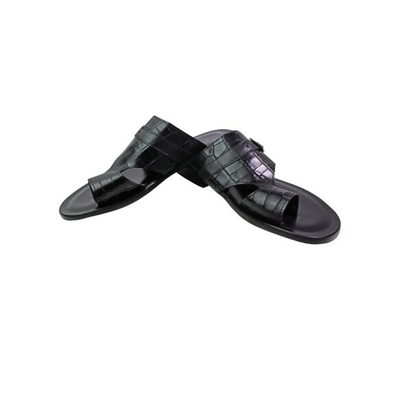 Angelo Black Men’s Italian Leather Sandals Shoes main image 6